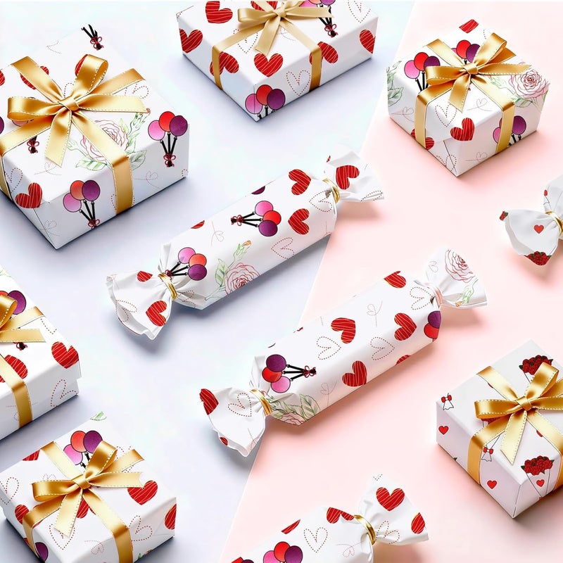Ethanberg 60 Sheets Gift Wrapping Tissue Paper Bulk, Balloon Heart Rose Tissue Paper for Gift Bags, Decorative Art Papers for DIY Crafts Wedding Birthday Baby Showers Holiday Party Decor, 20x14 Inches - Image 4
